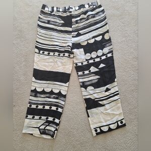 Chico's Black and White Geometric Striped Wide Leg Pants